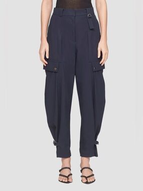 Zara Men's Navy Cargo belted Pants with Belted Waist